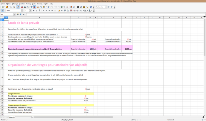 calculer quantités lait bébé retour travail